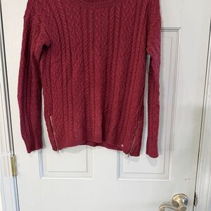 American Eagle Outfitters Maroon Cable Knit Sweater